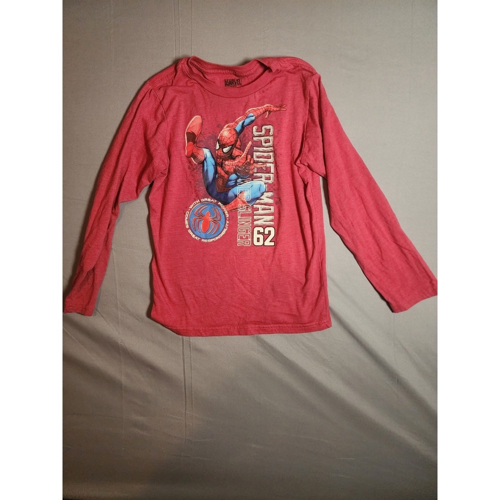 MARVEL SPIDERMAN BOY'S LONG SLEEVE T-SHIRT COLOR RED SIZE MED